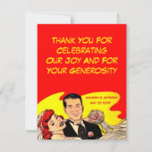 Niedliches Comic Hochzeit Paar danke Postcard Einladung (Rückseite)