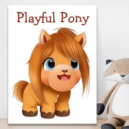 Niedliches Comic - Horse Illustration Kunst, Kultu Poster