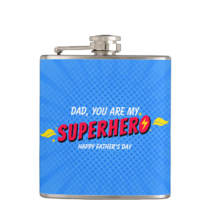 Niedliches Comic Superherd Vathers Day Flask Flachmann