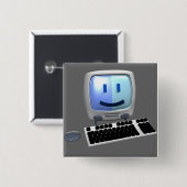 Niedliches Computergesicht Button (Vorne & Hinten)