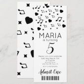 Niedliches Concert Music Ticket Style Party Einladung (Vorne/Hinten)