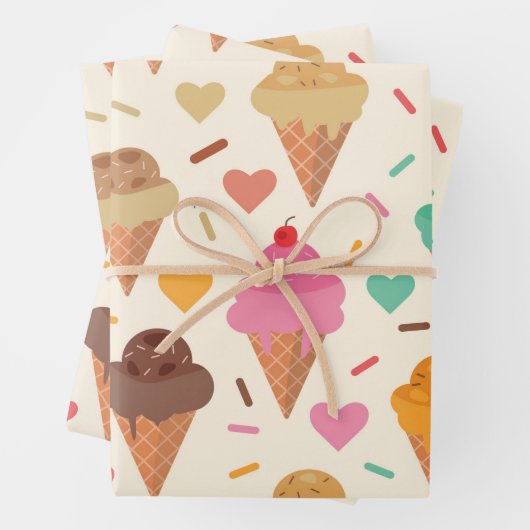 Niedliches Cone-Muster Geschenkpapier Set (Beispiel)