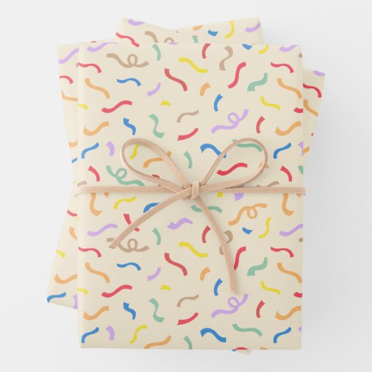 Niedliches Confetti-Muster Geschenkpapier Set (Beispiel)