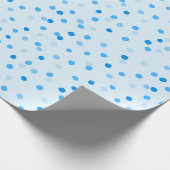 Niedliches Confetti Polka Dots Muster in Blau Geschenkpapier (Ecke)