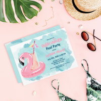 Niedliches Cooles Flamingo Pool Party Quinceañera