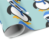 Niedliches cooles Pinguin-Weihnachtsbild Geschenkpapier (Rolleneckpunkt)