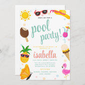 Niedliches Cooles Tropenbad Party Sommer Geburtsta Einladung (Vorne/Hinten)