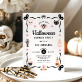Niedliches Coquette Halloween Abendessen Party Einladung