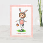 Niedliches Coral Pink Girl im Sonnigen Anzug Oster Karte (Vorderseite)