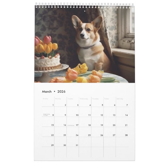 Niedliches Corgi. 2024 Kalender (Mär 2026)