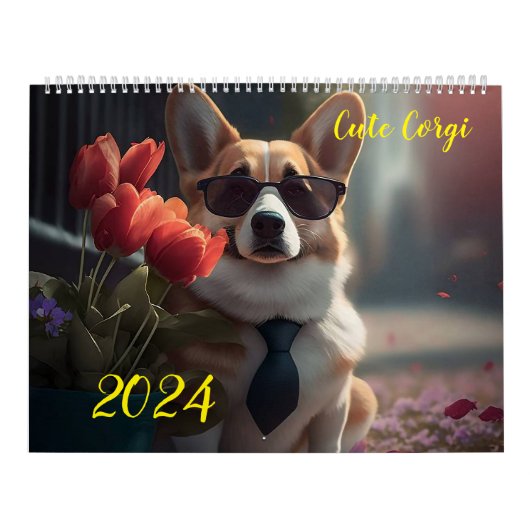 Niedliches Corgi. 2024 Kalender (Titelbild)
