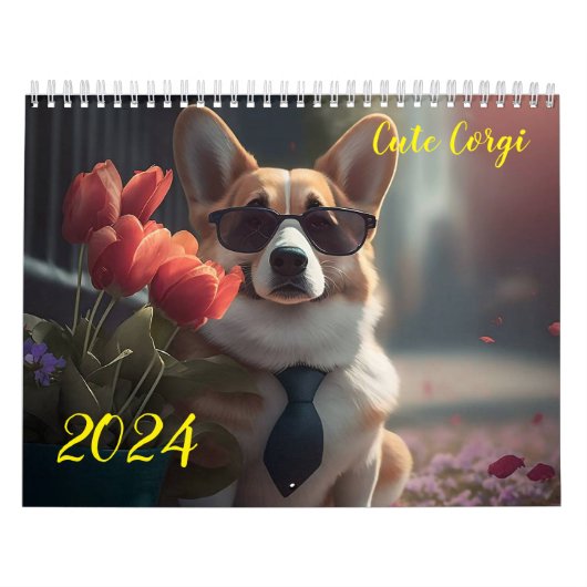 Niedliches Corgi. 2024 Kalender (Titelbild)