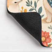 Niedliches Corgi-Blumengarten-Muster Mousepad (Ecke)