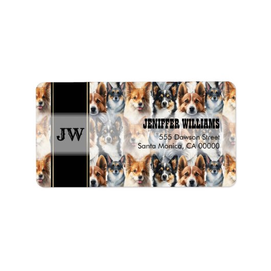 Niedliches Corgi-Dog-Muster Adressaufkleber (Vorne)