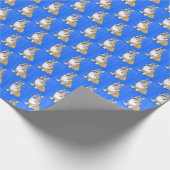 Niedliches Corgi Dog-Muster auf blauem Hintergrund Geschenkpapier (Ecke)