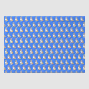 Niedliches Corgi Dog Muster auf blauem Hintergrund Seidenpapier