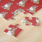 Niedliches Corgi Dog Muster Red Background Puzzle (Seite)
