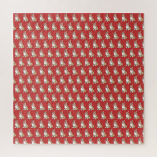 Niedliches Corgi Dog Muster Red Background Puzzle