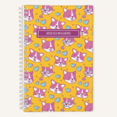 Niedliches Corgi Dog Muster Retro Farbherz Gelb Notizblock (Vorderseite)