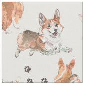 Niedliches Corgi-Dog-Muster Stoff (Nahaufnahme)