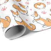 Niedliches Corgi Dog Wrapping Paper Geschenkpapier (Rolleneckpunkt)