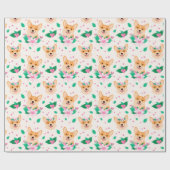 Niedliches Corgi Floral Wrapping Paper Geschenkpapier (Flach)