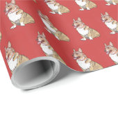 Niedliches Corgi-Hundsmuster im roten Hintergrund Geschenkpapier (Rolleneckpunkt)