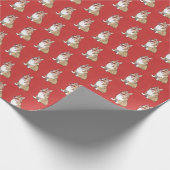Niedliches Corgi-Hundsmuster im roten Hintergrund Geschenkpapier (Ecke)