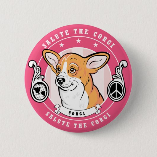 Niedliches Corgi-Knopf-Rosa Button (Vorderseite)