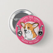 Niedliches Corgi-Knopf-Rosa Button (Vorne & Hinten)