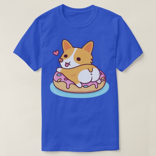 Niedliches Corgi mit Hintern auf Donut Pool Float T-Shirt (Design vorne)