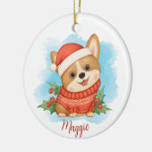 Niedliches Corgi mit Namen Keramik Ornament (Links)