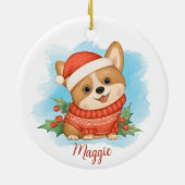 Niedliches Corgi mit Namen Keramik Ornament (Hinten)