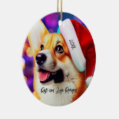 Niedliches Corgi mit Weihnachtsmannmützen Weihnach Keramik Ornament (Rechts)