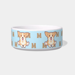 Niedliches Corgi Monogramm Muster blaue Tasse Napf