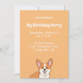 Niedliches Corgi Personalisiertes Party Einladung (Rückseite)