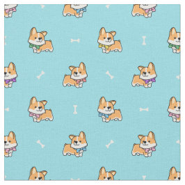 Niedliches Corgi Puppy Muster Baby Blau mit Hundeb Stoff