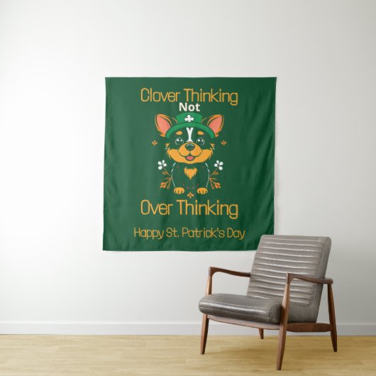 Niedliches Corgi St. Patrick's Day Tapestry Wandteppich (Beispiel)