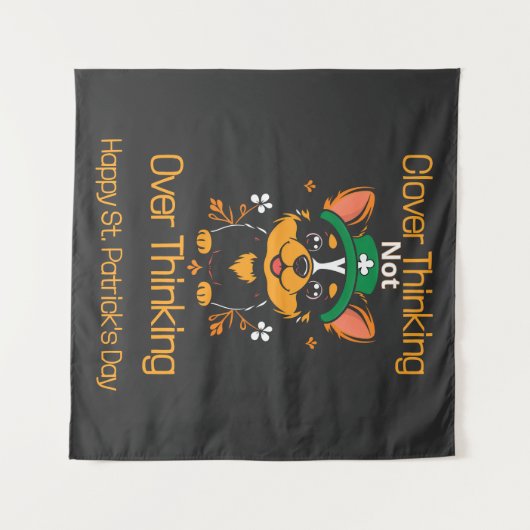 Niedliches Corgi St. Patrick's Day Tapestry Wandteppich (Vorderseite (Horizontal))