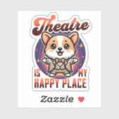 Niedliches Corgi Theater ist mein glücklicher Ort Aufkleber (Blatt)