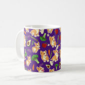 Niedliches Corgi und Gemüse Lebensmittelmuster Lil Kaffeetasse (Vorderseite Links)