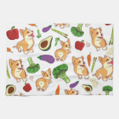 Niedliches Corgi- und Gemüse-Muster Geschirrtuch (Horizontal)