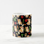 Niedliches Corgi und Gemüse - Muster schwarz Kaffeetasse (Mittel)