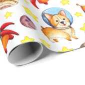 Niedliches Corgi Wrapping Paper Geschenkpapier (Rolleneckpunkt)