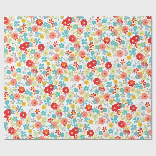 Niedliches Cornflora Rosa Aqua Geschenkpapier (Flach)