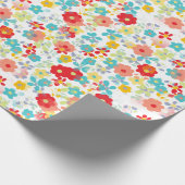 Niedliches Cornflora Rosa Aqua Geschenkpapier (Ecke)