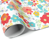 Niedliches Cornflora Rosa Aqua Geschenkpapier (Rolleneckpunkt)