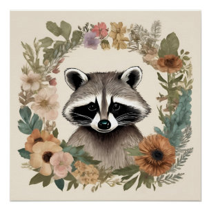 Niedliches Cottage-Raccoon Poster