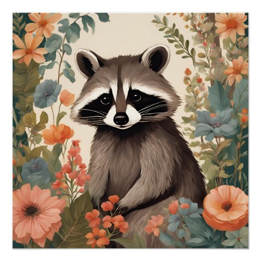 Niedliches Cottage-Raccoon Poster (Vorderseite)