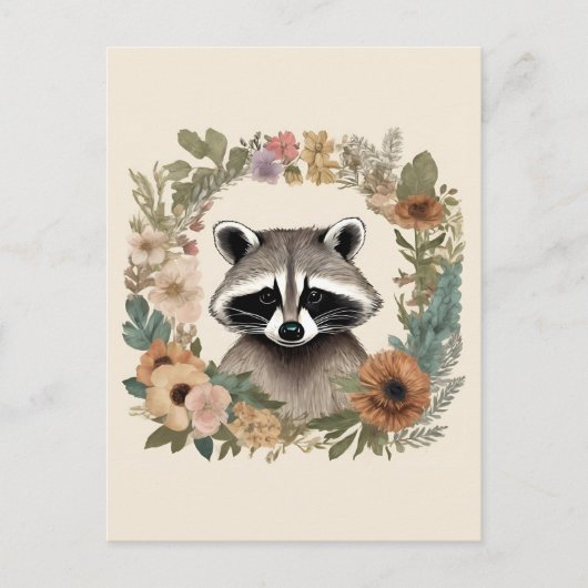 Niedliches Cottage-Raccoon Postkarte (Vorderseite)
